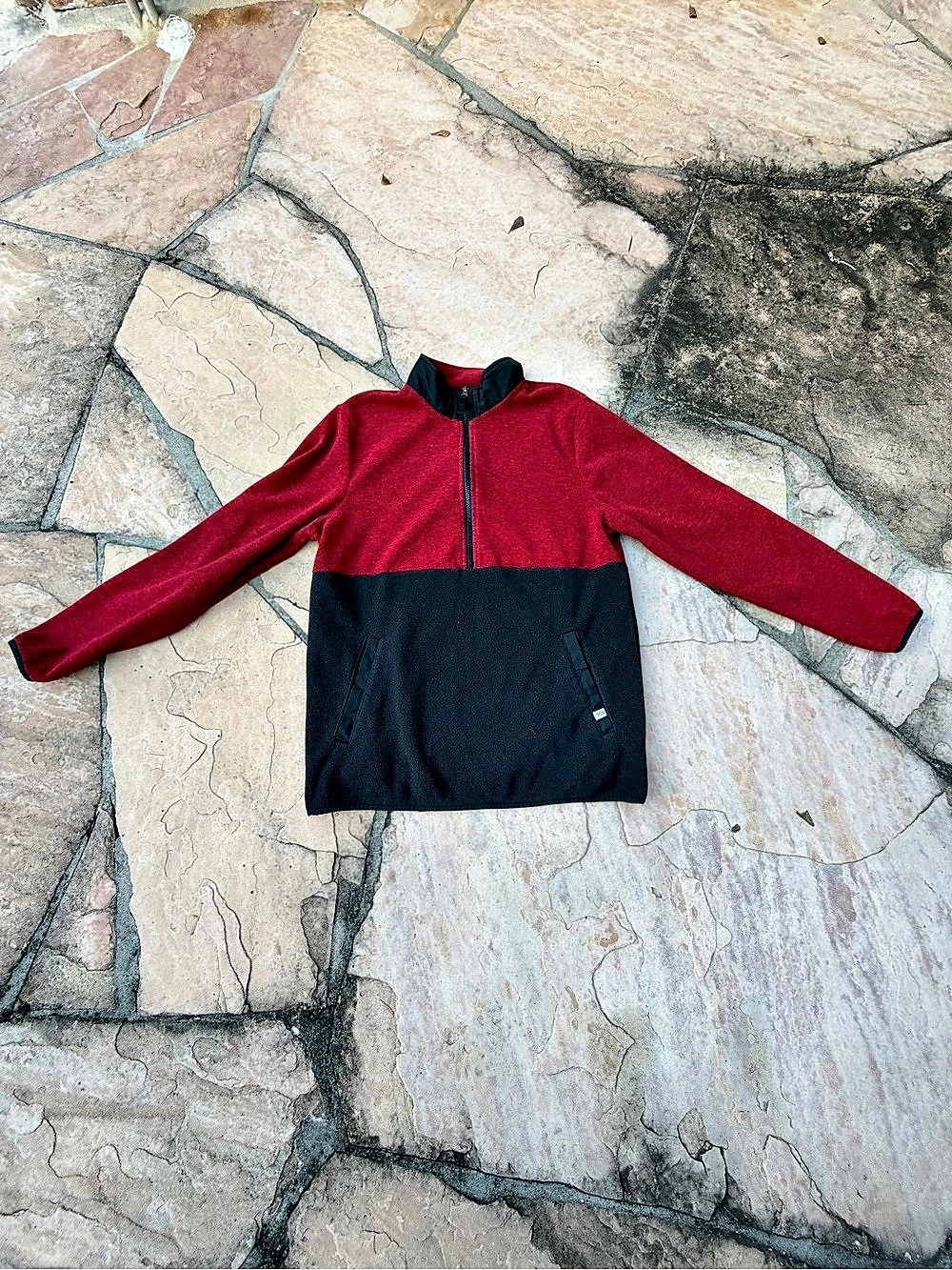 DSG Classic Fleece 1/4 Zip Colorblock Pullover Men's Red & Black Medium